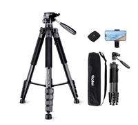 Trepied Appareil Photo 188cm Rollei, Compact Traveler Star S4 Trépied Léger en Aluminium avec Tête pan Amovible à 3 Voies Trépied Vidéo Voyage Portable pour DSLR & Téléphone avec Support de Téléphone