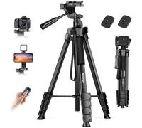 Trepied Appareil Photo,190cm Trepied Smartphone avec Bras Télescopique Horizontal, Aluminium Trépied Caméra avec Télécommande