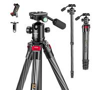 Trepied Appareil Photo Manbily 162cm 63" Trépied de Voyage Monopode Caméra Trépied Compact en Fibre de Carbone Léger et Portable pour DSLR Camera Video avec Rotule Panoramique 360° (YS-254C+YF-0)