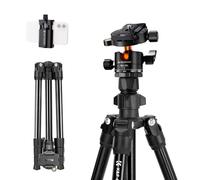 Trépied Appareil Photo pour Smartphone, K&F CONCEPT 163cm Trepied Léger en Aluminium avec Téléphone Support, 10kg Charge Max, Compatible avec DSLR Nikon Canon Camera iPhone Samsung (Nouveau Améliorer)