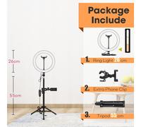 Trépied avec anneau lumineux LED pour téléphone,support pour appareil photo,selfie,photographie,lumière,lampe,document,studio photo,en direct prometteur - Type 26cmLamp 55cm Stand #B