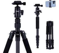 Trépied carbone voyage 145cm - Noir - Ultra-léger (1.1kg) - Support téléphone inclus - JACK DANIELS