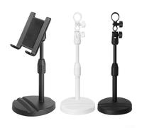 Trépied de bureau réglable avec pince à ressort pour smartphone, microphone, diffusion en direct, enregistrement vidéo, support stable noir (B)