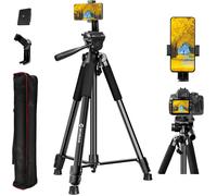 Trépied de Caméra, 180cm Aluminium Compact Léger pour Voyage Charge Maximale 5 KG avec Support de Téléphone pour Appareil Photo Reflex/Caméscope/Smartphone