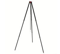 Trépied de camping en alliage d'aluminium, hauteur réglable jusqu'à 124 cm, support pliable pour lampes de cuisson et barbecue de pique-nique, noir