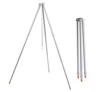 Trépied de camping pour cuisine, hauteur réglable avec chaîne, support de barbecue en alliage d'aluminium robuste pour randonnée en plein air