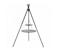 Trépied de cuisson, deux plaques à rôtir suspendues, acier naturel, CookKing, 111446