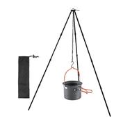 Trépied de cuisson pliable - Support suspendu pour barbecue extérieur, outil de cuisine de survie portable, dispositif de suspension pour feu de camp, équipement de voyage léger avec système de chaîne