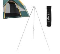 Trépied de feu de camp - Support en d'aluminium | Cadre de cuisson pliable en 3 parties avec pieds réglables et crochet de suspension | Parfait pour le camping, les barbecues et les aventures