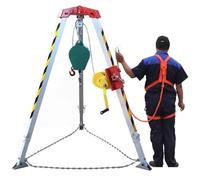 Trépied de sauvetage, Équipement for espaces confinés réglable avec dispositif autobloquant, kit de levage for puits sauvetage et égouts(With 49ft Fall Arrestor,1200lbs)