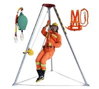 Trépied de sauvetage haute performance pour espaces confinés, kit de trépied de lutte contre l'incendie avec treuil et harnais de sécurité, système de trépied de sauvetage pliable portable pour