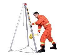 Trépied de sécurité de sauvetage pliable, kit de trépied d'espace fermé en aluminium portable, tunnels pipelines puits de tête multifonction trépied de sauvetage d'urgence avec treuil de câble 20m