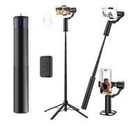 Trépied de suivi automatique du visage rotatif à 360°, kit de perche à selfie modulaire avec base, télécommande et contrôle gestuel, support de téléphone de 177,8 cm pour vlogging, streaming en direct