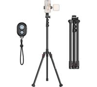 Trépied de Téléphone avec Télécommande,170 cm Trépied pour Appareil Photo Portable Pliable à l'envers,Support d'Eclairage Universel pour Selfie et Streaming en Direct,Encore PT-30-4363
