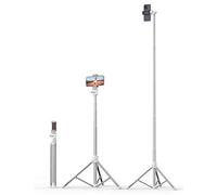 Trépied de téléphone extensible en aluminium renforcé avec télécommande sans fil, trépied stable pour téléphone portable compatible avec iPhone 14/13/12 Galaxy S23/S22 Huawei (blanc)