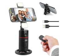 Trépied de voiture Face Tracking, rotation à 360°, support de téléphone intelligent, pour selfie, contrôle gestuel, trépied de caméra avec télécommande et lumière de remplissage pour enregistrement