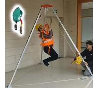 Trépied d'urgence avec système antichute - Trépied de secours avec treuil et système de levage à poulie pour travaux en hauteur et espaces confinés (Trépied supportant une charge de 300 kg +