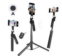 Trépied extensible pour téléphone avec suivi automatique du visage, compatible avec Android/iPhone, rotation à 360 ° avec lumière, reconnaissance faciale intelligente par IA, prise de vue vidéo, vlog