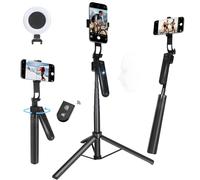 Trépied extensible pour téléphone avec suivi automatique du visage, compatible avec Android/iPhone, rotation à 360 ° avec lumière, reconnaissance faciale intelligente par IA, prise de vue vidéo, vlog