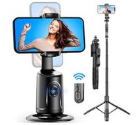 Trépied Intelligent pour Téléphone avec Reconnaissance Faciale Ai, Suivi Automatique Du Visage, Rotation à 360°, Reconnaissance Faciale avec Base Stable, Créateur de Contenu(Noir,With Tripod)