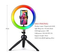 trépied LED RGB avec - Trepied pour smartphone Monopode Support avec LED Flash, Annulaire Lumière Lampe De Table Support Trépied avec Mobile, Support Pour Phone Passage Tiré pour L'art D'ongle, Right