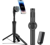 Trépied magnétique for Perche à Selfie avec télécommande, Support de téléphone Rotatif Extensible à 360°, trépied de Voyage Portable for vlogging, Enregistrement vidéo et création de Contenu(Black)