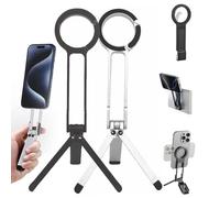 Trépied magnétique Ma38 for iPhone, Perche à Selfie de Poche en Alliage d'aluminium, Support de téléphone réglable for Bureau/Portable, Support Pratique for téléphone Portable(Black+White)