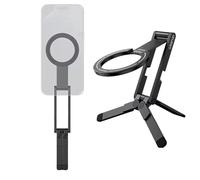 Trépied magnétique pliable de 0,8 cm, ultra fin, compatible avec tous les smartphones iPhone 16 15 Support magnétique double face avec poignée de bureau
