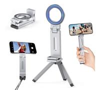 Trépied magnétique pour iPhone 17 Air 16 Pro Max Plus 16e 15 14 13 12 - Support magnétique en aluminium pliable - Support de trépied pour Magsafe Tripod Mini Selfie Stick Trépied et vis 1/4"