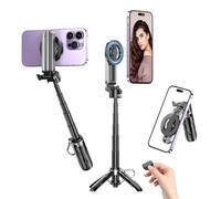 Trépied magnétique pour iPhone avec télécommande, perche à selfie portable 4 en 1 avec support extensible, trépied de voyage pour téléphone pour iPhone 16 15 14 13 12 Pro Max Mini