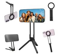 Trépied Magnétique Téléphone 3-in-1 Aluminium Mini Selfie Stick Pliable,Mousqueton Fixation Rapide pour iPhone 17 16 15 14 13 12 Magsafe Support Pliable Smartphone pour Selfie Vlog Photographie Mobile
