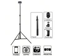 Trépied métallique portable multifonctionnel extensible + télécommande sans fil + support pour téléphone + rotule universelle 360°, convient pour les téléphones/appareils photo/GoPro/lumières pesant j