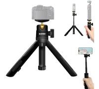 Trépied Mini Extensible Tête 360° Compatible pour DJI Osmo Pocket 3 | Filetage 1/4, Charge 2kg, Compact Pliable 92g, Antidérapant Cuir, Sphérique 360°, Trépied Bureau, Poignée Extensible, Vlogs
