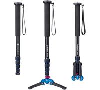 Trépied Monopode Appareil Photo Monopied Vidéo avec Pieds Base Réglable, Max. 165CM Charge 5-10kg Aluminium Alliage Portable Alpenstock Bâton pour DSLR Caméra Reflex Photo Voyage avec Sac