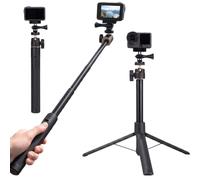 Trépied Perche à selfie 150 cm - Perche à selfie invisible compatible avec la plupart des caméras d'action DJI, Insta360, GoPro, trépied pour vlog, voyage, randonnée, ski, photos de groupe