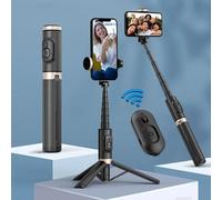Trépied perche à selfie sans fil Bluetooth, monopode extensible avec télécommande pour Huawei iPhone 13 Pro Max Xiaomi Phone Live BLACK