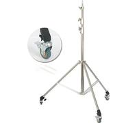 Trépied photo, construction en acier inoxydable, hauteur maximale 280 cm, avec roulettes