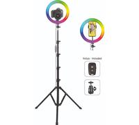 Trépied photo et vidéo Movin Photo Pack Vlogger RGB XL avec Anneau LED 26cm et 18 couleurs de lumière