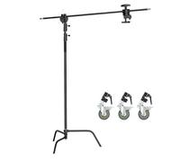 Trépied Pliable en Acier Inoxydable Noir de 2,6 m/3,3 m for éclairage Spot et softbox(Color 2)