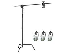 Trépied Pliable en Acier Inoxydable Noir de 2,6 m/3,3 m for éclairage Spot et softbox(Color 7)