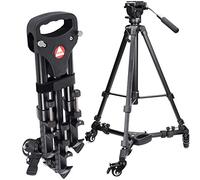 Trépied Pliable VX 600 avec 3 Roues Verrouillables, Poulie de Support, Support de Jambe Réglable et Sac de Rangement, Compatible avec la Plupart des Trépieds, Support D'éclairage