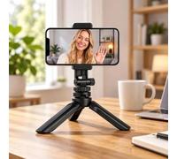 Trépied pour appareil photo, mini support de téléphone de bureau en ABS | Mini trépied de bureau en ABS avec rotation à 360 degrés. Basculez facilement entre paysage et portrait pour des flux en
