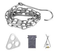 Trépied pour brasero, barbecue en acier inoxydable, pour accessoires de barbecue suspendu, anneau de trépied avec chaîne et crochet, pour foyer, bouilloire