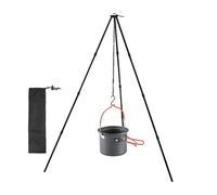 Trépied pour cuisiner au-dessus du feu, accessoires de cuisine, trépied de camping en plein air avec chaîne de suspension réglable, alliage d'aluminium, équipement de survie léger et pliable