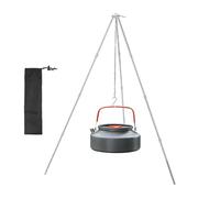 Trépied pour cuisiner au-dessus du feu | Accessoires pour poêles de camp | Trépied de camping d'extérieur avec chaîne de suspension réglable, d'aluminium, équipement de survie léger et pliable