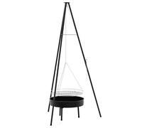 Trépied pour feu de camp noir en métal - Structure stable et durable pour jardin, terrasse et camping - 92 x 92 x 171,5 cm - Idéal pour les fêtes en plein air et les soirées agréables