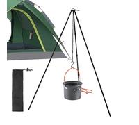 Trépied pour feu de camp - Support de cuisine avec chaîne réglable, trou de feu portable | Poignée légère en d'aluminium pour camping en plein air, barbecue et cuisine sauvage, équipement