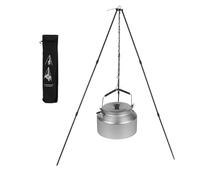 Trépied pour feu de camp - Support en alliage d'aluminium | Cadre de cuisine pliable à 3 sections avec pieds réglables et crochet de suspension | Parfait pour le camping, les barbecues et les