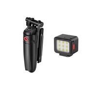 Trépied pour Perche à Selfie JJ21 avec Lampe Frontale DG01 et Poignée pour Smartphone - Perche à Selfie Portable