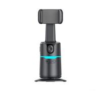 Trépied pour smartphone avec suivi automatique du visage à 360 degrés avec reconnaissance gestuelle, télécommande, rotation fluide et autonomie prolongée de la batterie pour enregistrement vidéo (noir